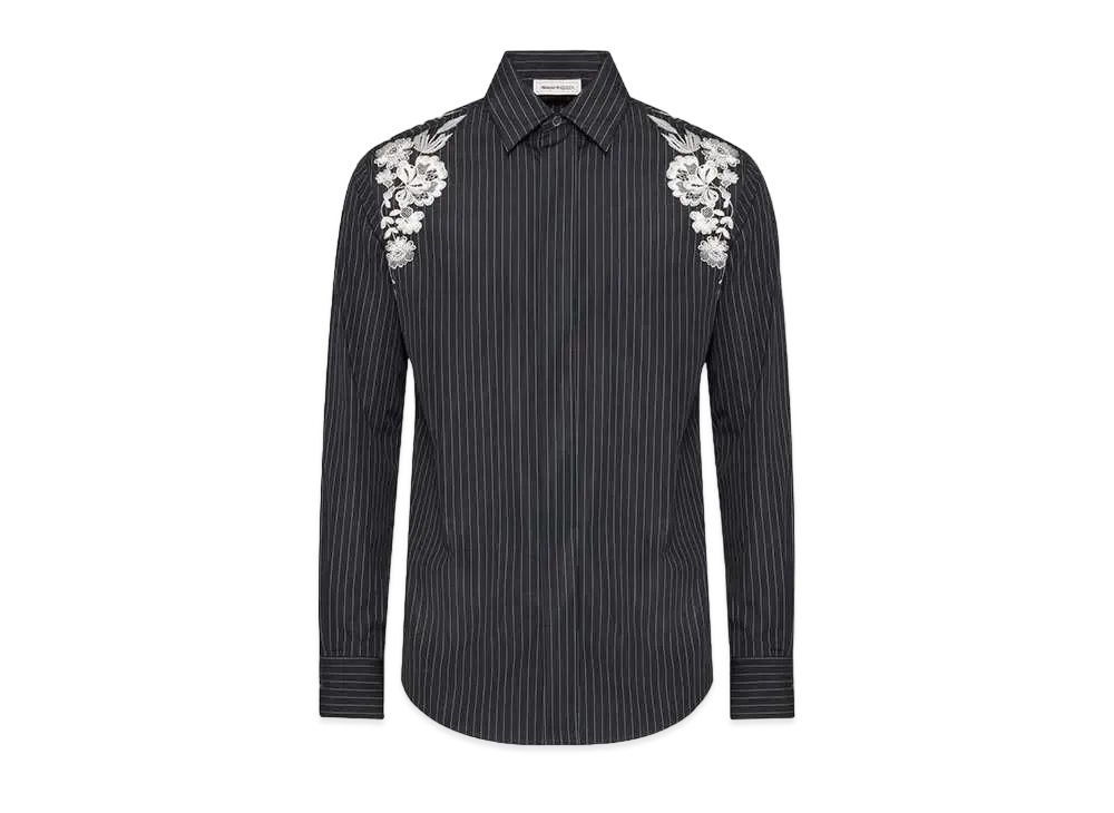 Alexander McQUEEN Embroidered Harness Shirt "Black/White/Silver"