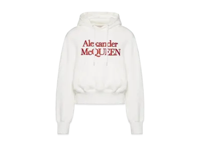 Alexander McQUEEN Embroidered Logo Hooded Sweatshirt "Optic White"