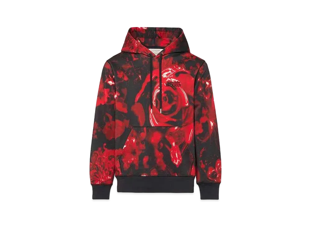 Alexander McQUEEN Wax Flower Hooded Sweatshirt "Black/Red"