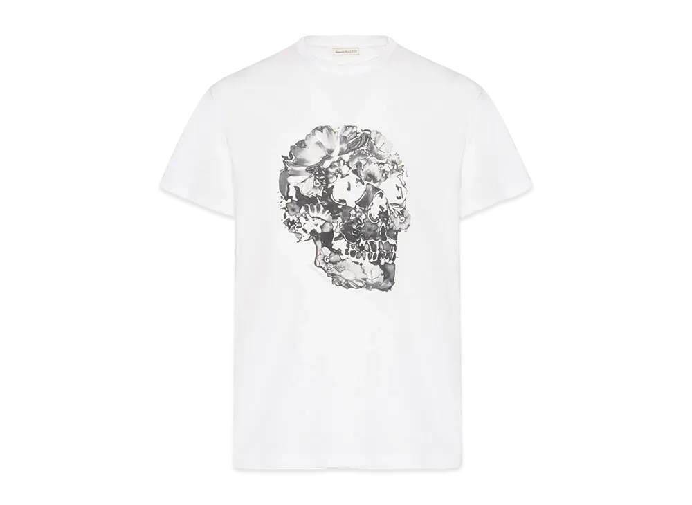 Alexander McQUEEN Wax Flower Skull T-Shirt "White"