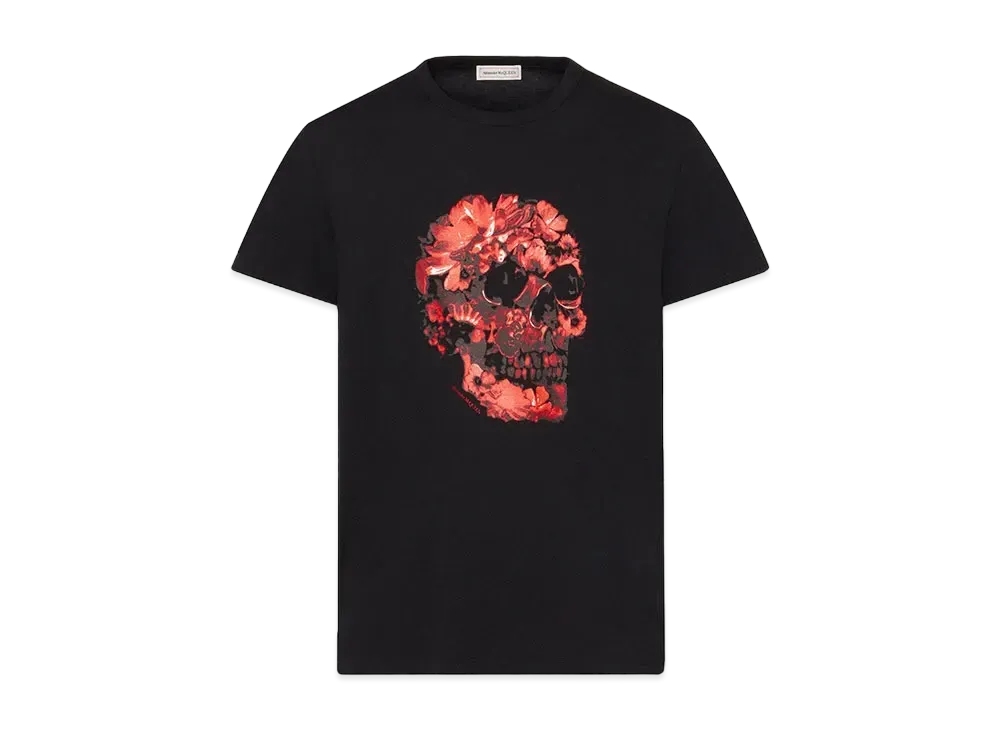 Alexander McQUEEN Wax Flower Skull T-Shirt "Black"