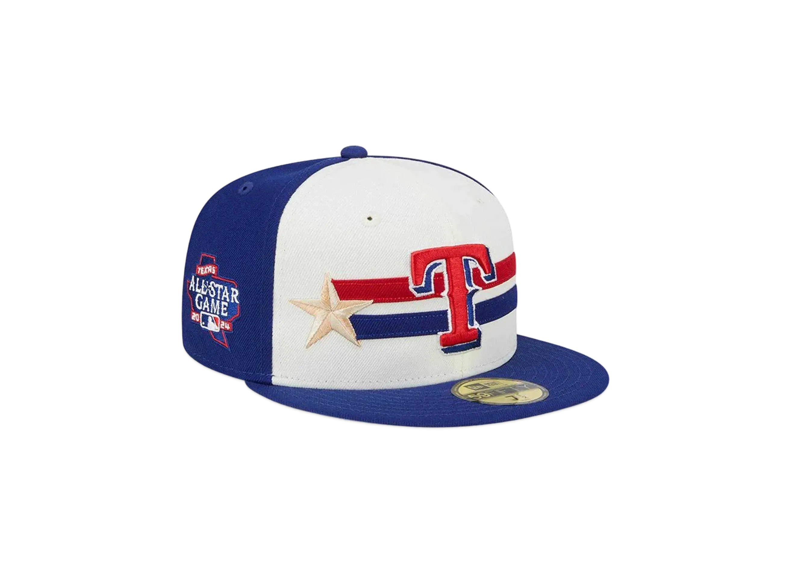 NEW ERA 59Fifty On-Field 2024 MLB All-star Game Workout Texas Rangers "Chrome White/Blue"