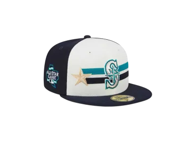 NEW ERA 59Fifty On-Field 2024 MLB All-star Game Workout Seattle Mariners "Chrome White/Navy"