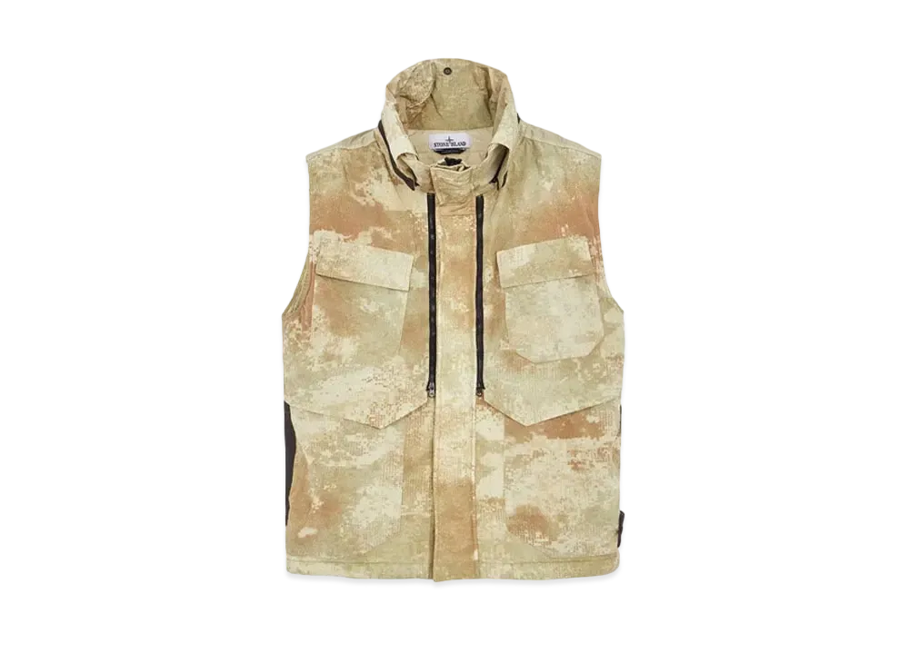 Stone Island G06E1 Dissolving Grid Camo On ECONYL Regenerated Nylon With PRIMALOFT Insulation Technology "Ivory"