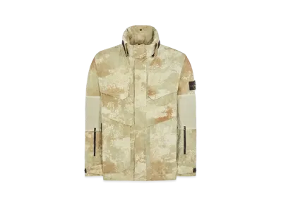 Stone Island 438E1 Dissolving Grid Camo On ECONYL Regenerated Nylon "Ivory"
