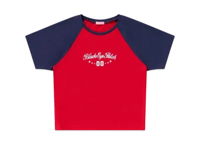 BlackEyePatch Sporty Script Raglan Baby Tee "Red"
