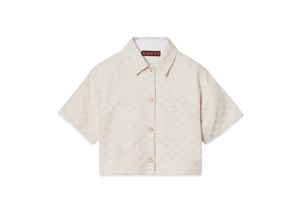 GUCCI Women's Shirt GG Cotton Gabardine "Light Beige"