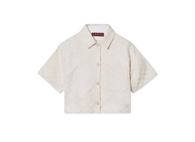 GUCCI Women's Shirt GG Cotton Gabardine "Light Beige"