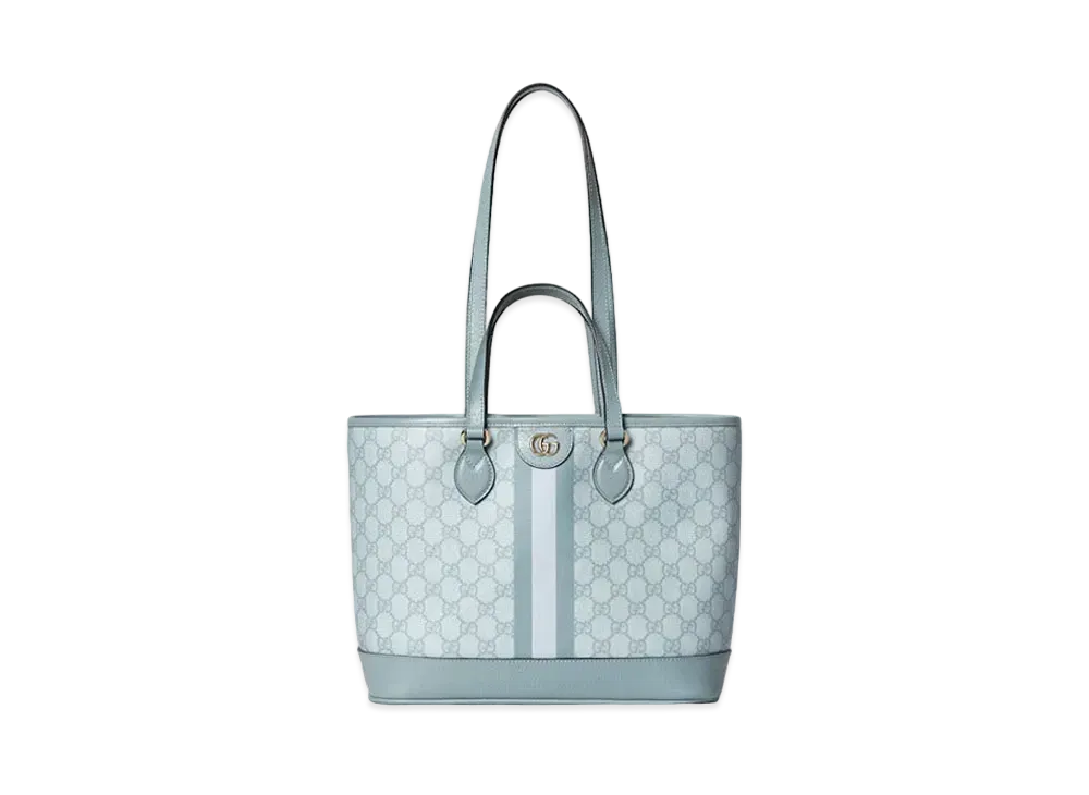 GUCCI Ophidia Small Tote Bag GG Supreme Canvas "Dusty Blue"