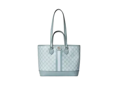 GUCCI Ophidia Small Tote Bag GG Supreme Canvas "Dusty Blue"