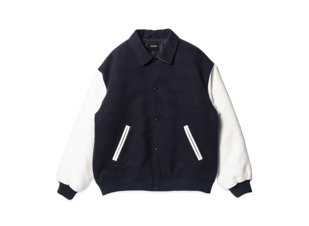 BEAMS Fleece Stadium Coach Jacket "Navy/White"