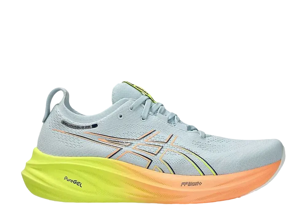 アシックス ゲルニンバス26 パリ "クールグレー/セーフティイエロー"