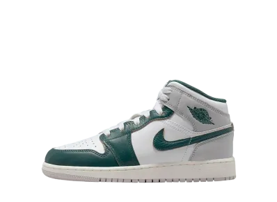 ナイキ GS エアジョーダン1 ミッド SE "ホワイト/オキシダイズドグリーン/セイル/ニュートラルグレー"