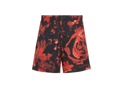 Alexander McQUEEN Wax Flower Swim Shorts "Black/Red"