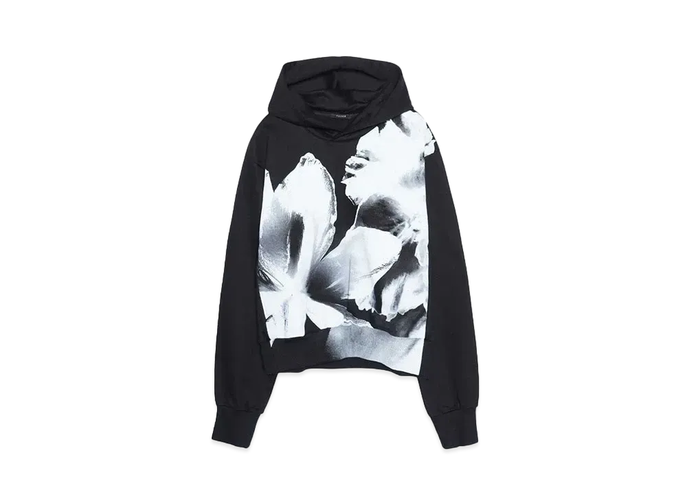 TAAKK FLOWER PRINT JERSEY HOODIE "BLACK"