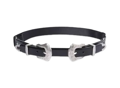 TOGA VIRILIS Double buckle nylon belt "BLACK"