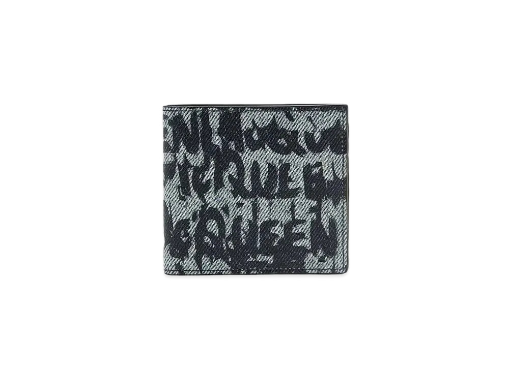Alexander McQUEEN McQueen Graffiti Billfold Wallet "Blue"