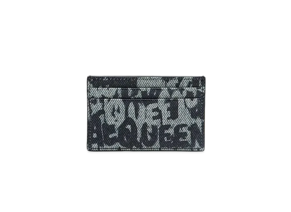 Alexander McQUEEN McQueen Graffiti Card Holder "Blue"