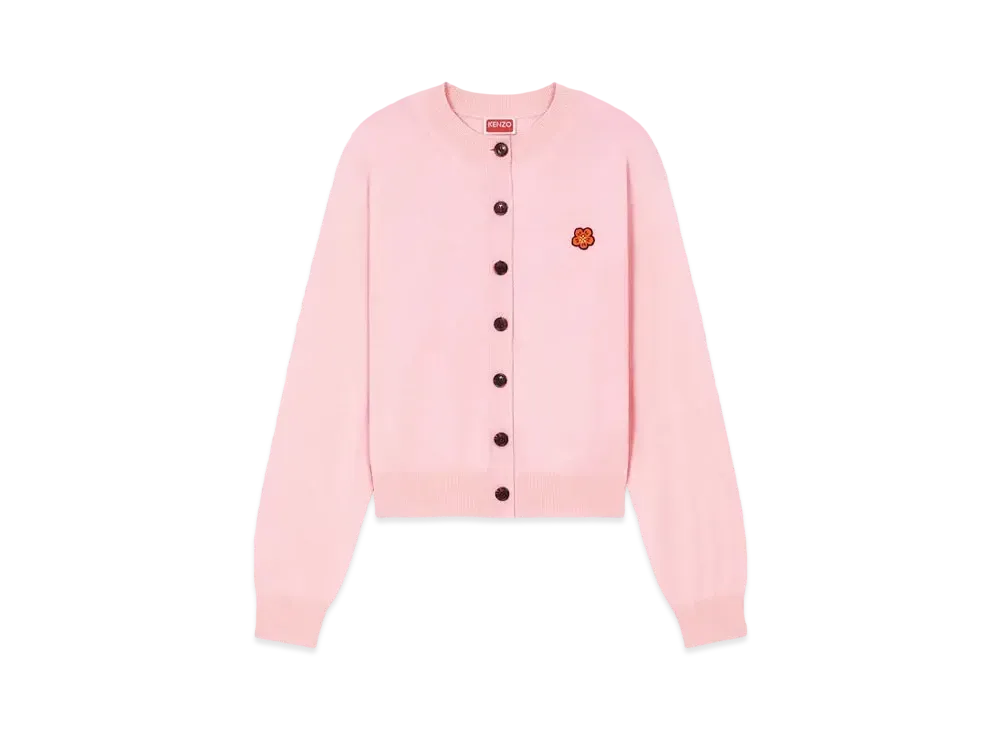 KENZO 'BOKE FLOWER' Wool Embroidered Cardigan "Faded Pink"