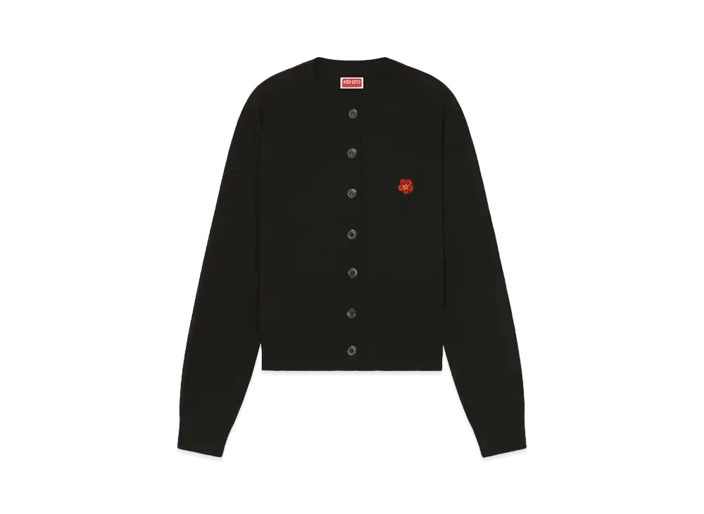 KENZO 'BOKE FLOWER' Wool Embroidered Cardigan "Black"