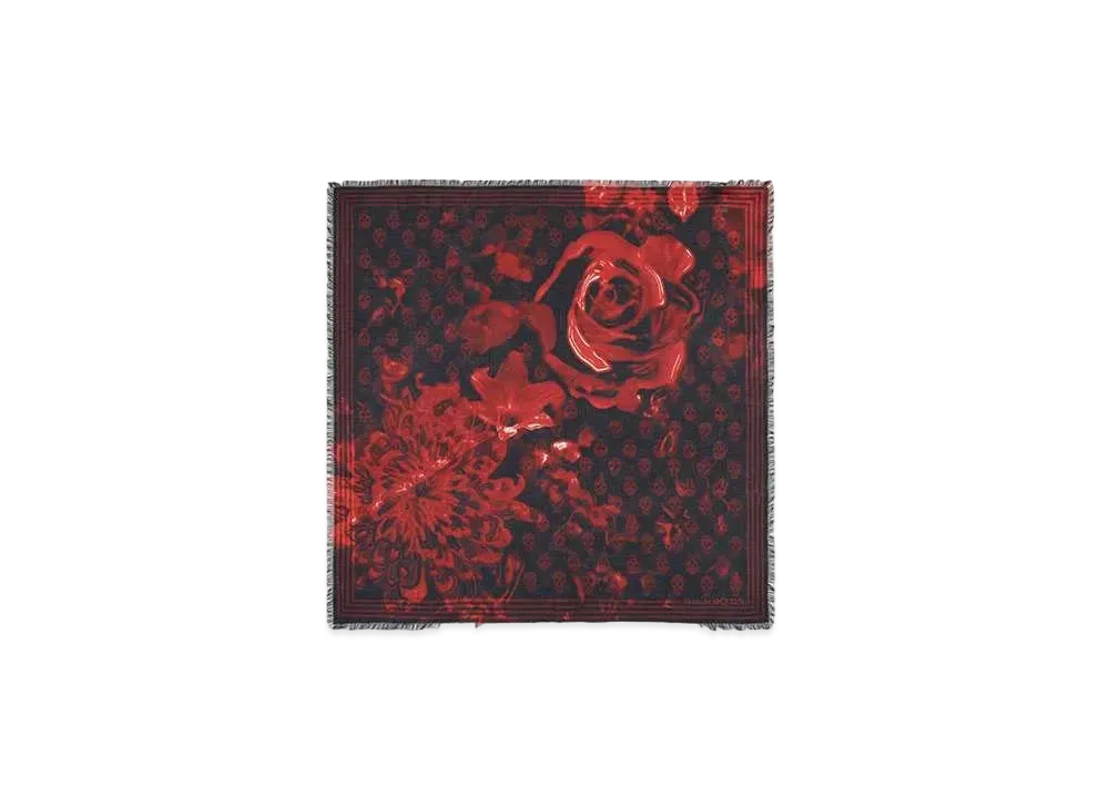 Alexander McQUEEN Wax Flower Biker Foulard "Black/Red"