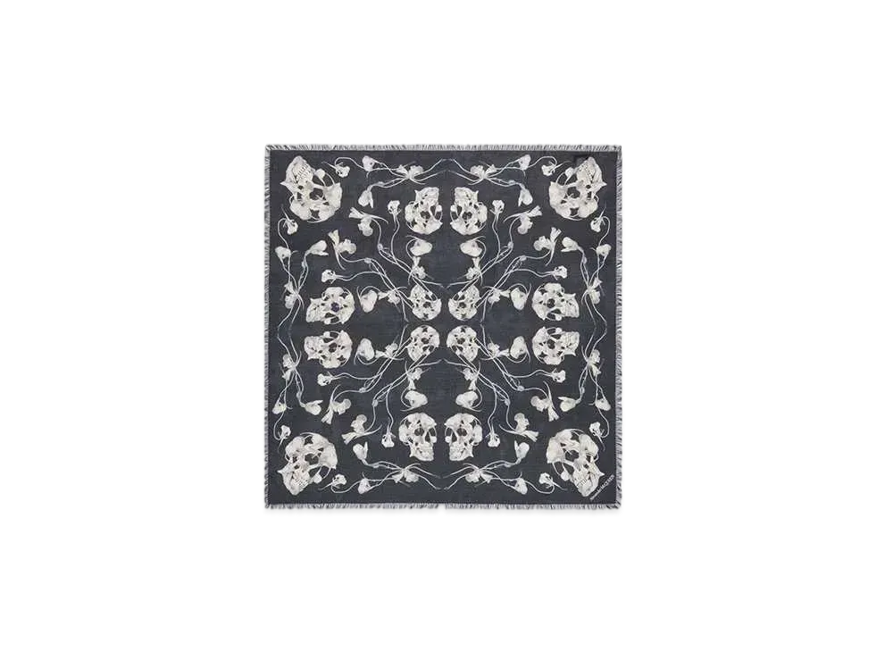 Alexander McQUEEN Ironed Flower Foulard "Black/Ivory"