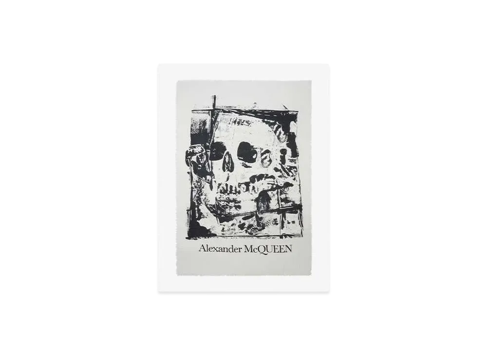 Alexander McQUEEN Folded Skull Shawl "White/Black"