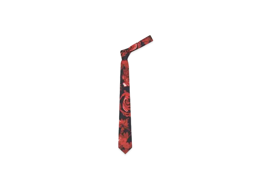 Alexander McQUEEN Wax Flower Tie "Black/Red"