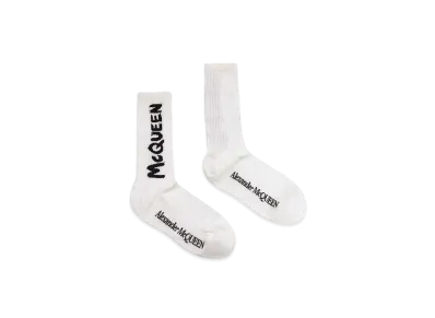 Alexander McQUEEN McQueen Graffiti Socks "White/Black"