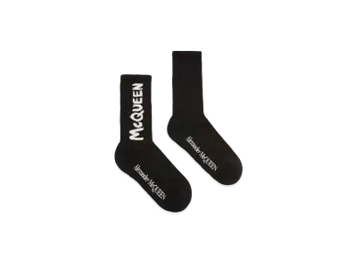 Alexander McQUEEN McQueen Graffiti Socks "Black/Ivory"