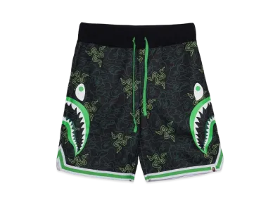 A BATHING APE x Razer NEON CAMO BASKETBALL SWEAT SHORTS "Green"