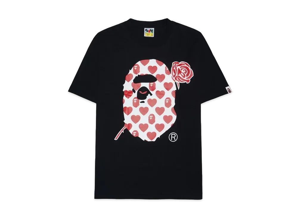 A BATHING APE Valentine Ape Head Tee "Black"