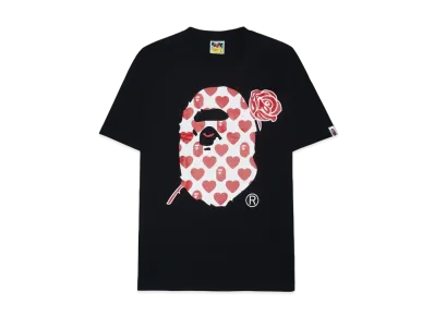 A BATHING APE Valentine Ape Head Tee "Black"