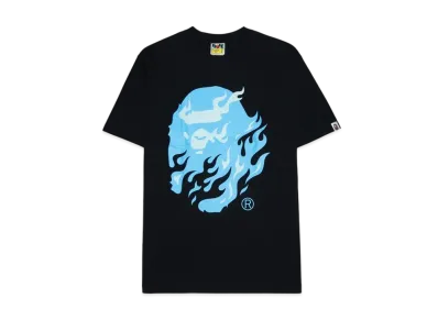 A BATHING APE Flame Ape Head Tee "Black/Blue"