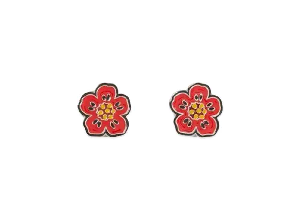 KENZO 'CREST' Earring "Medium Red"