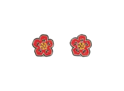 KENZO 'CREST' Earring "Medium Red"