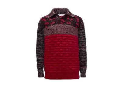 JW ANDERSON Multi Texture Polo Shirt "Bright Red"