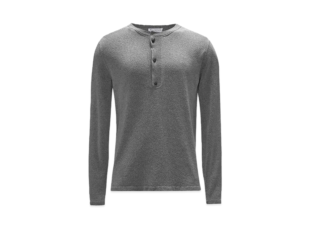 JW ANDERSON Boucle Henley Top "Dark Gray"