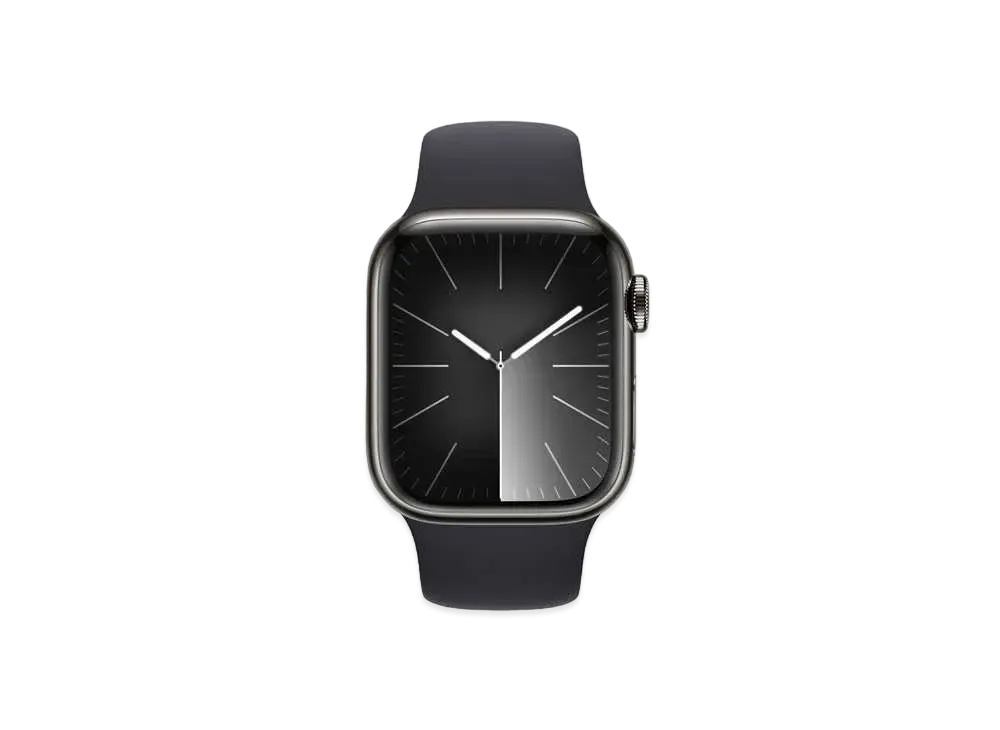 Apple Watch Series 9 (GPS + Cellular Model) 41mm Graphite Stainless Steel Case Midnight Sportsband (M/L) Graphite Stainless Steel "Black" MRJ93J/A