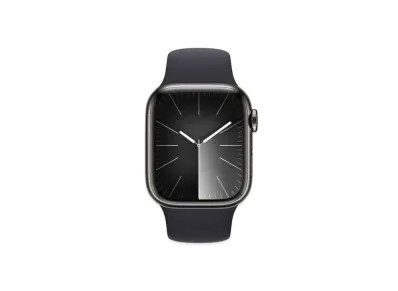 Apple Watch Series 9 (GPS + Cellular Model) 41mm Graphite Stainless Steel Case Midnight Sportsband (S/M) Graphite Stainless Steel "Black" MRJ83J/A