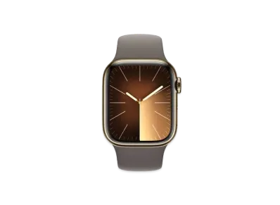 Apple Watch Series 9 (GPS + Cellular Model) 41mm Gold Stainless Steel Case Clay Sportsband (M/L) Gold Stainless Steel "Gray" MRJ63J/A