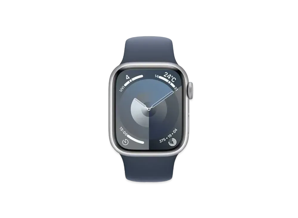 Apple Watch Series 9 (GPS + Cellular Model) 41mm Silver Aluminiumcase Storm Blue Sportsband (S/M) Silver Aluminium "Blue" MRHV3J/A