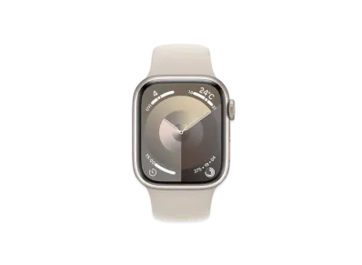 Apple Watch Series 9 (GPS + Cellular Model) 41mm Starlight Aluminiumcase Starlight Sportsband (S/M) Starlight Aluminium "Silver" MRHN3J/A
