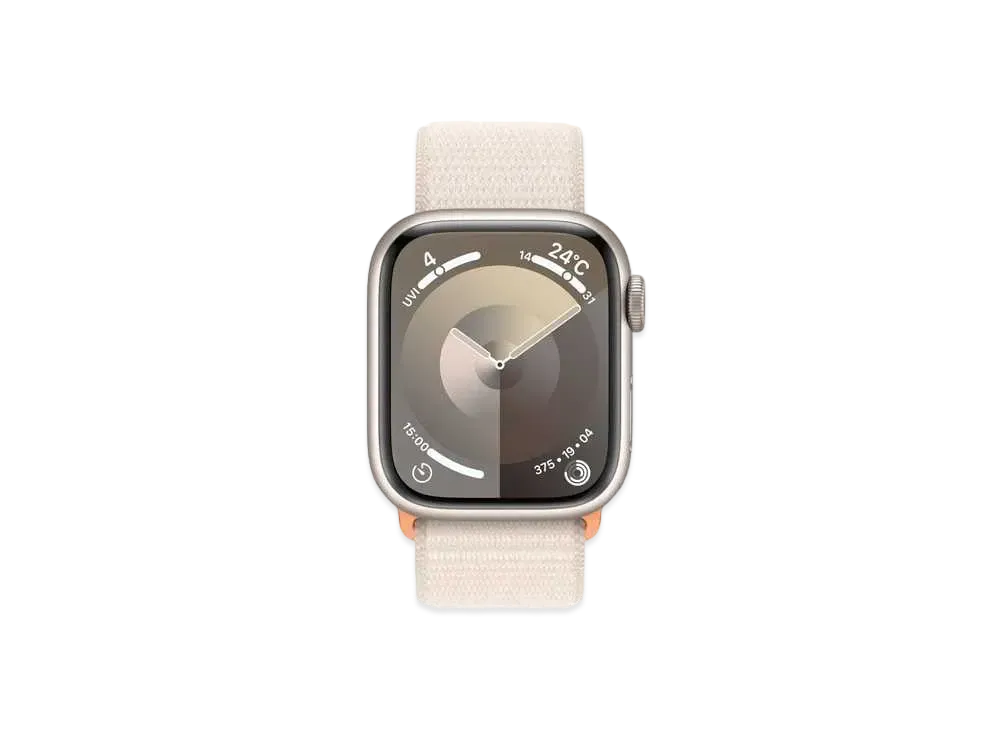 Apple Watch Series 9 (GPS + Cellular Model) 41mm Starlight Aluminiumcase Starlight Sports Loop Starlight Aluminium "" MRHQ3J/A