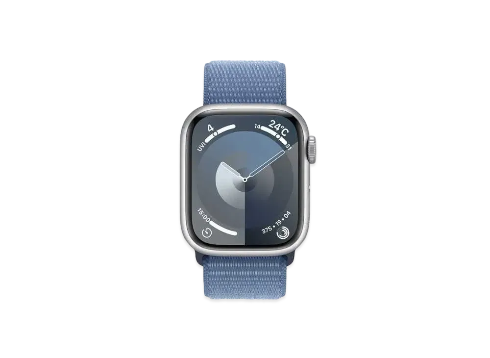 Apple Watch Series 9 (GPS Model) 41mm Silver Aluminiumcase Winter Blue Sports Loop Silver Aluminium "Blue" MR923J/A