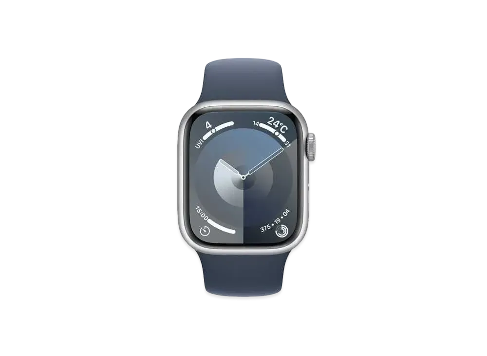 Apple Watch Series 9 (GPS Model) 41mm Silver Aluminiumcase Storm Blue Sportsband (S/M) Silver Aluminium "Blue" MR903J/A