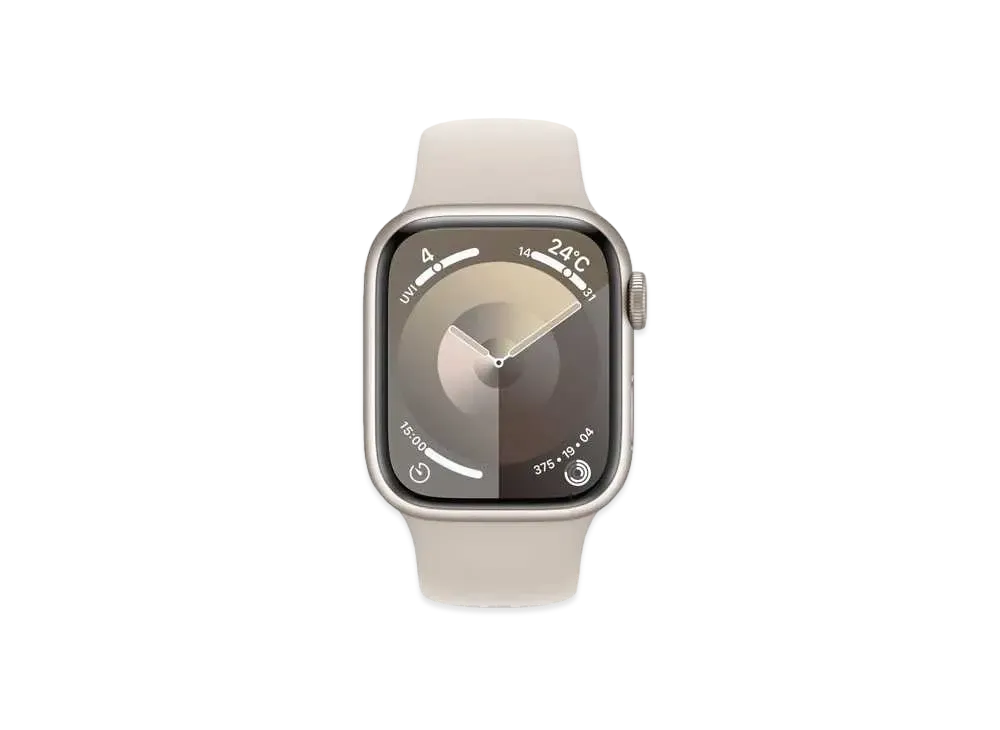 Apple Watch Series 9 (GPS Model) 41mm Starlight Aluminiumcase Starlight Sportsband (M/L) "Silver" MR8U3J/A