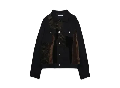 MAHITO MOTOYOSHI 多素材MIXパッチワークGジャン "Black"