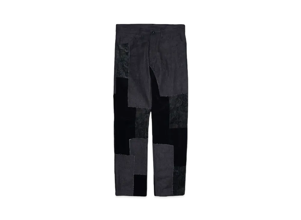 MAHITO MOTOYOSHI 多素材MIXパッチワークパンツ "Navy"