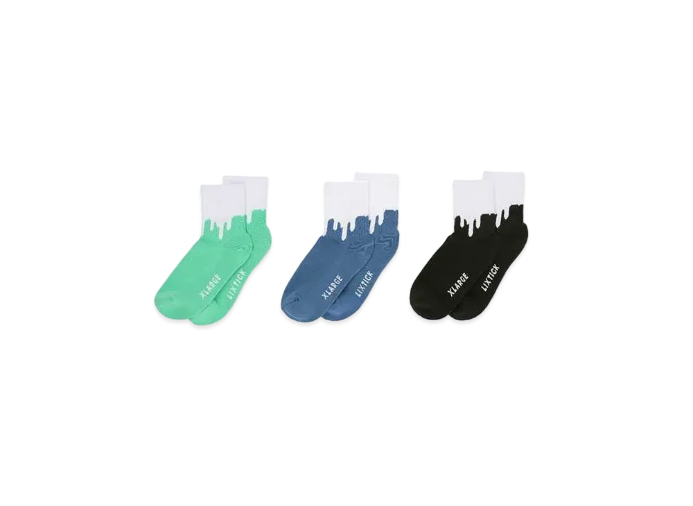 XLARGE x LIXTICK Drip Socks 3Pack B "Multi"